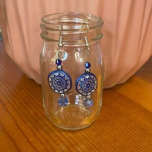 Hand Crafted Blue and Silver Earrings
